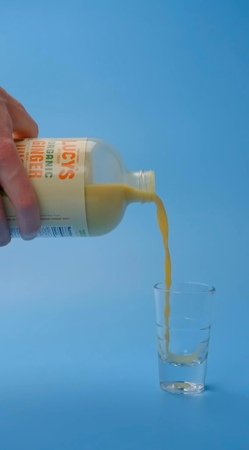 Lucy’s Propiedad familiar (hecho de fresco prensado) orgánico sin OMG 99% jugo de jengibre puro, botella de vidrio de 34 onzas