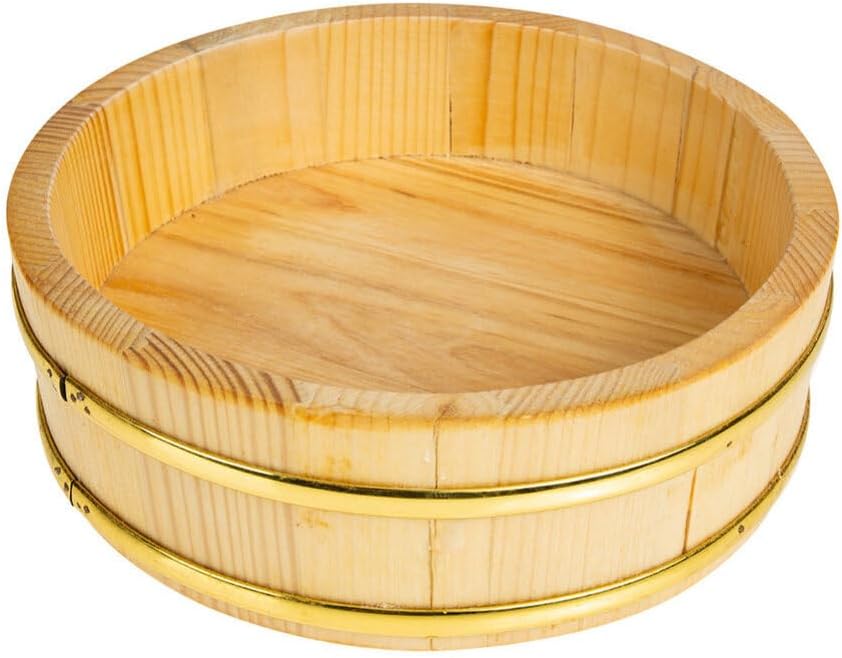 UPKOCH Cuenco de arroz de madera para sushi, tina de mezcla de arroz Hangiri Sushi Oke Barril de sushi de madera Cubo de almacenamiento de arroz