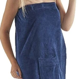 C&B – Toalla envolvente para mujer, 100% algodón turco orgánico, ajustable, para spa, gimnasio, piscina con bolsillo (azul marino) C&B – Toalla envolvente para mujer, 100% algodón turco orgánico, ajustable, para spa, gimnasio, piscina con bolsillo (azul marino)