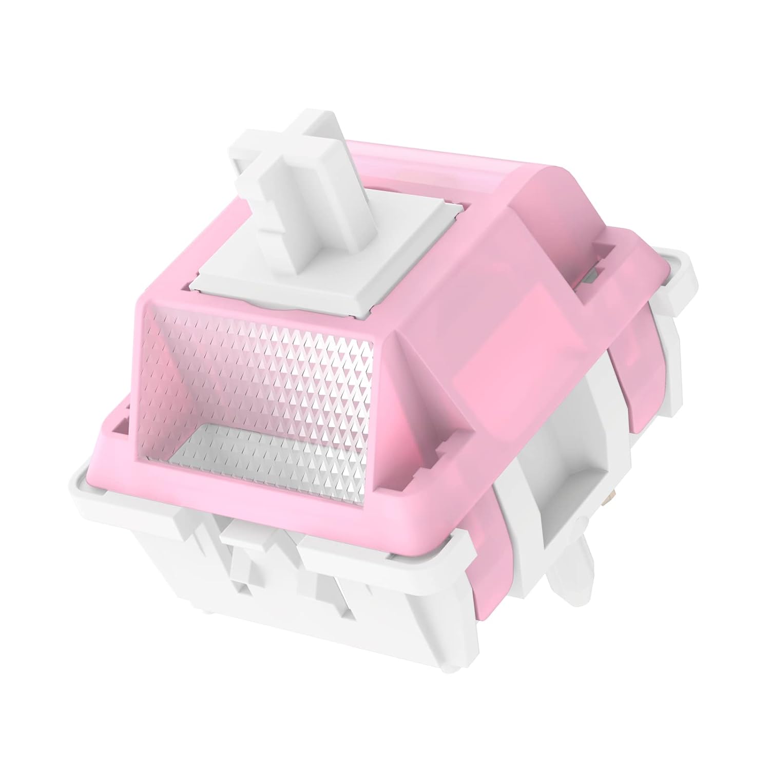 ZugGear DUROCK – Interruptores de loto blanco, DUROCK – Interruptor de teclado táctil ligero de 1.98 oz con poste largo, chapado en oro, PC