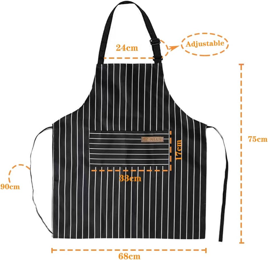 Paquete de 2 delantales unisex ajustables con bolsillos, para cocinar, cocinero, mujeres y hombres, delantales para el hogar, cocina, restaurante,