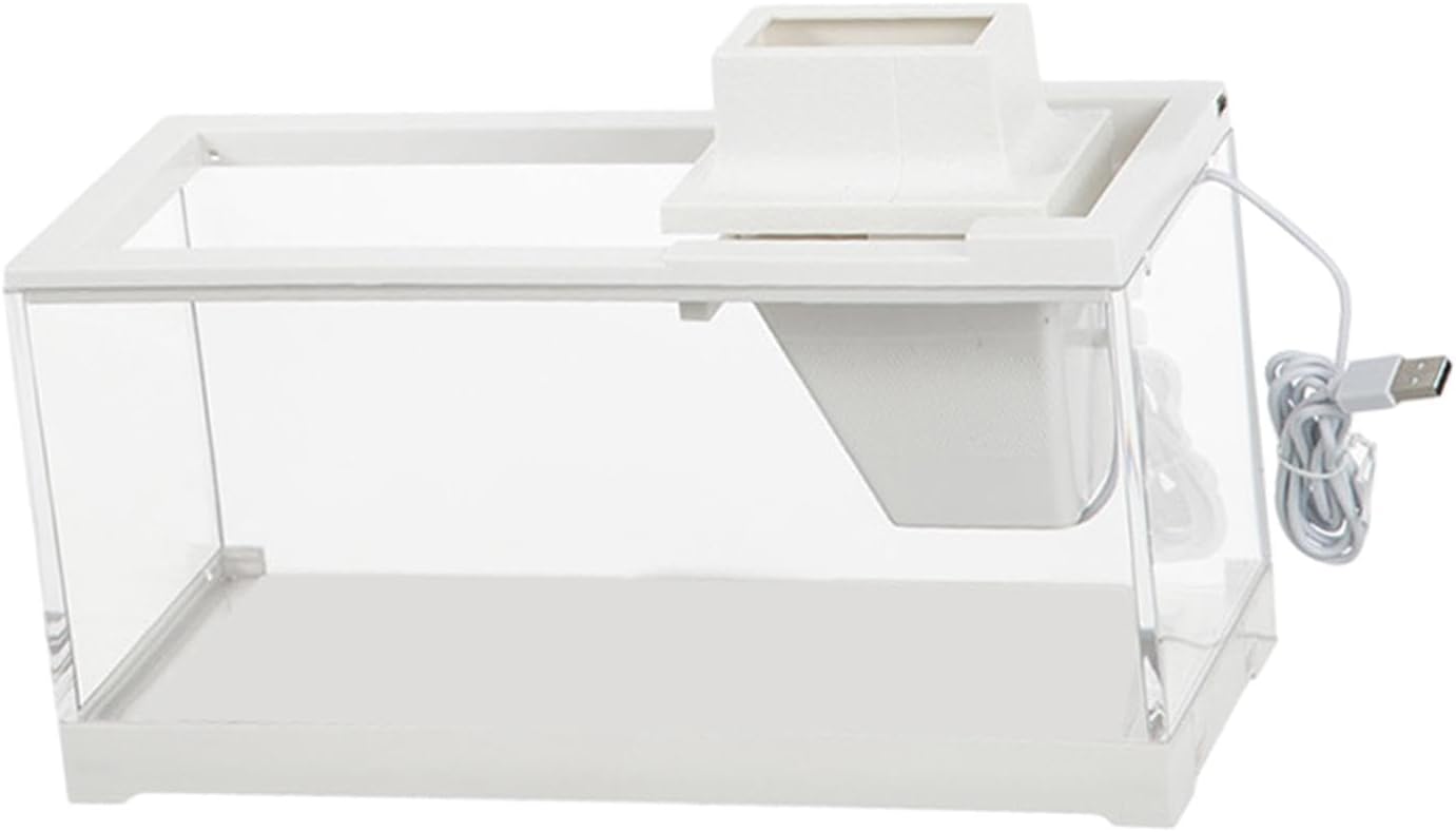 Generic Tanque de peces de escritorio blanco con filtración de agua Cuenco de peces de acuario para oficina, escritorio, hogar, con bomba de agua