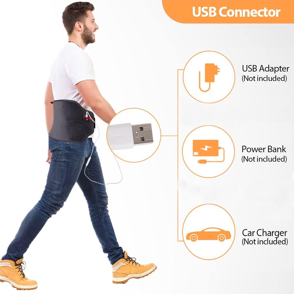 Almohadilla térmica USB para aliviar el dolor de espalda, envoltura térmica de espalda, terapia cálida para lumbar, dolor de espalda baja, ciática,