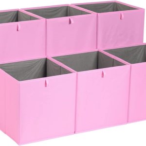 Tienda Basics Contenedores organizadores plegables de tela, paquete de 6, color rosa, 13 x 15 x 13 pulgadas Tienda Basics Contenedores organizadores plegables de tela, paquete de 6, color rosa, 13 x 15 x 13 pulgadas