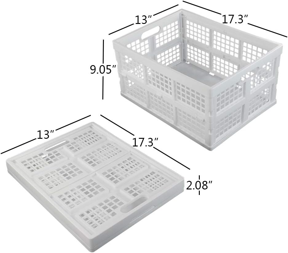 Asking Paquete de 3 cajas plegables apilables de plástico de 30 L, caja de almacenamiento plegable, color blanco