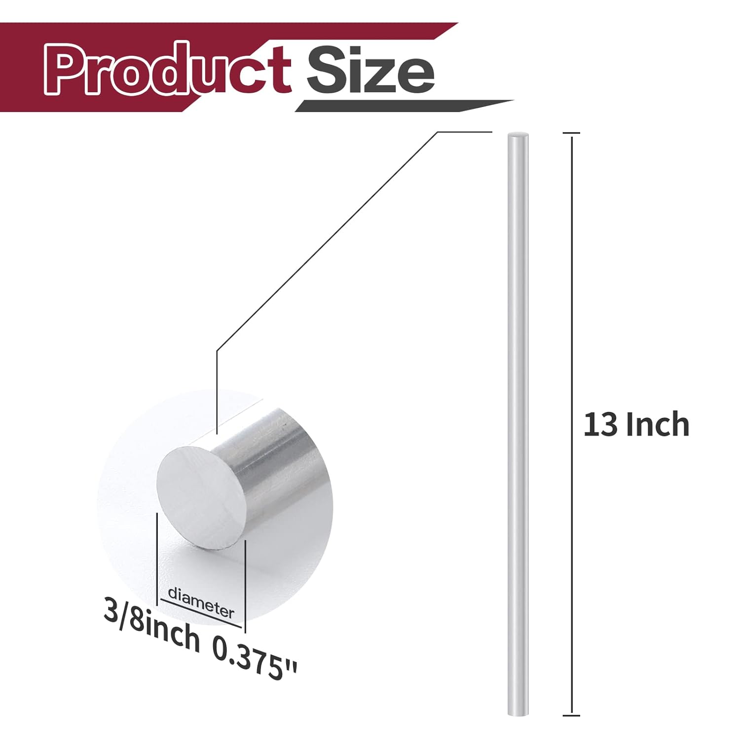 Varilla redonda de aluminio 6061 de 38 pulgadas de diámetro, 13 pulgadas de largo, T6511, extruida, 0.375 pulgadas de diámetro (38 x 13 pulgadas, 5)