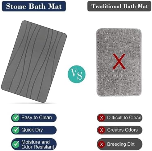 Tapete de baño de piedra de tierra de diatomeas, antideslizante, de secado rápido, súper absorbente, resistente al agua, respetuoso con el medio