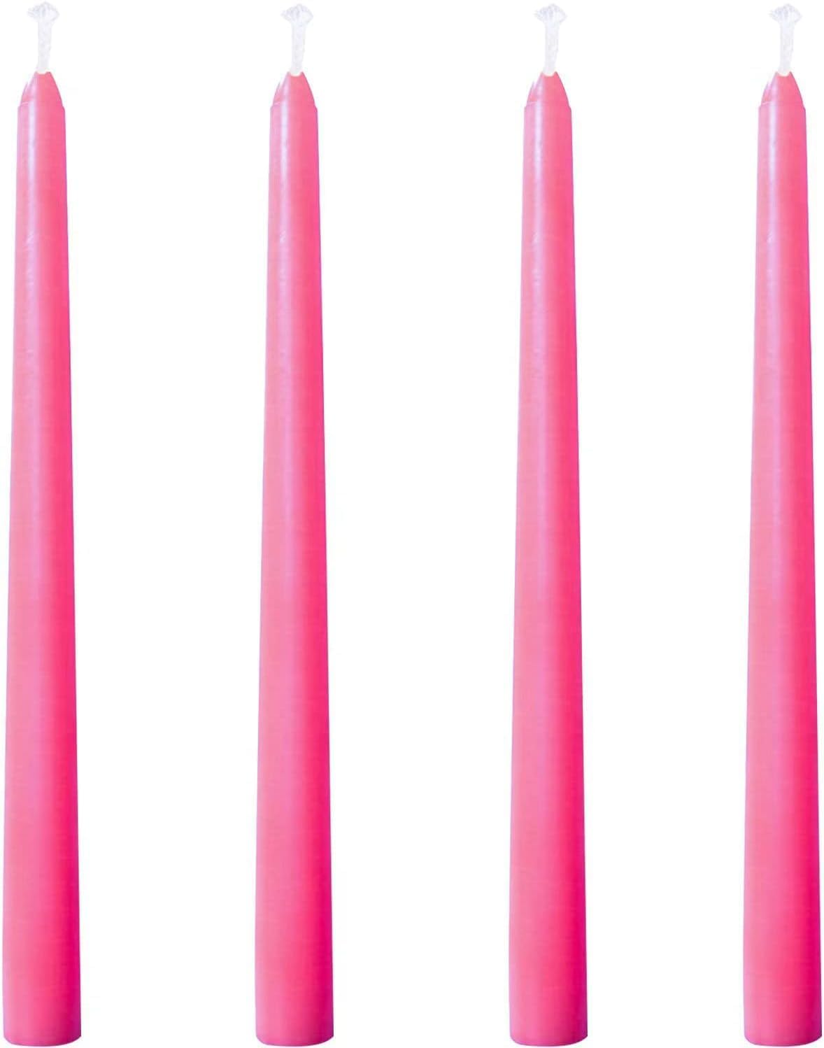 Juego de 4 velas cónicas color rosa de 12 pulgadas, candelabros altos, sin goteo y sin humo, velas de cena en casa, fiesta, boda, Halloween, velas