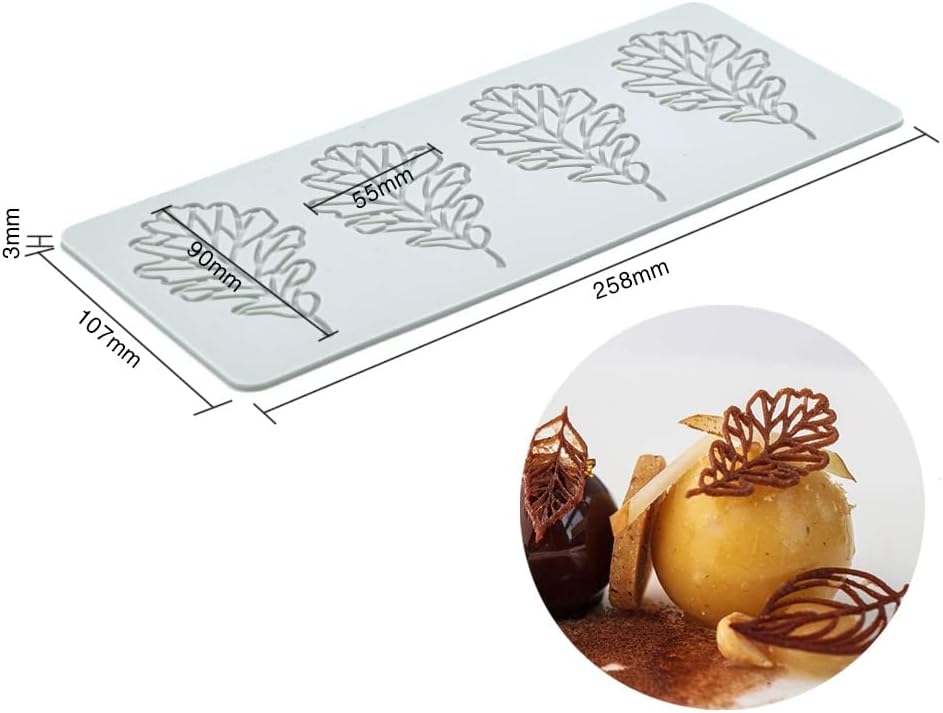 Moldes de silicona de hojas huecas, moldes de chocolate con forma de corazón, geometría, molde de silicona 3D, molde de hojas de caramelo de