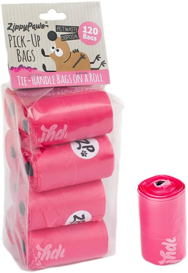 ZippyPaws – Bolsas para recoger excrementos de perro, rollos de repuesto, bolsas de basura grandes y fuertes con asas fáciles de atar, medidas 14.5