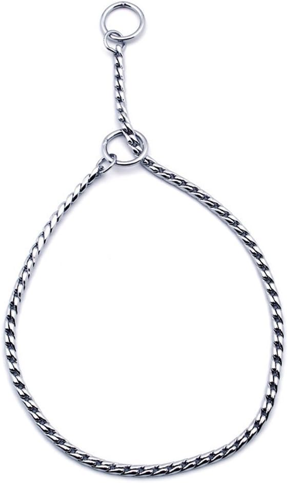 Collar de cadena plateada para perro, estrangulador, collar de serpiente para entrenamiento de mascotas con eslabones pesados, 16 pulgadas, 0.118 in