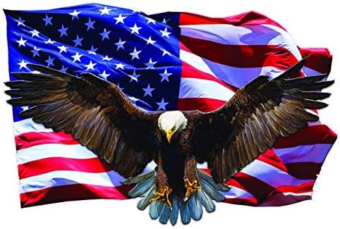 Soaring Calvo Eagle – Calcomanía de bandera americana laminada UV de 48 pulgadas
