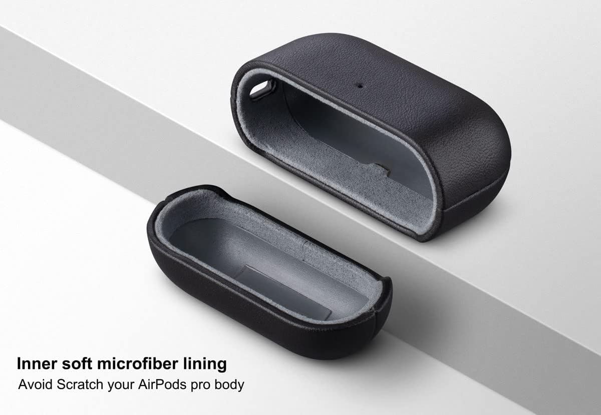 Lopie Funda de piel negra para AirPods Pro de 2 generación