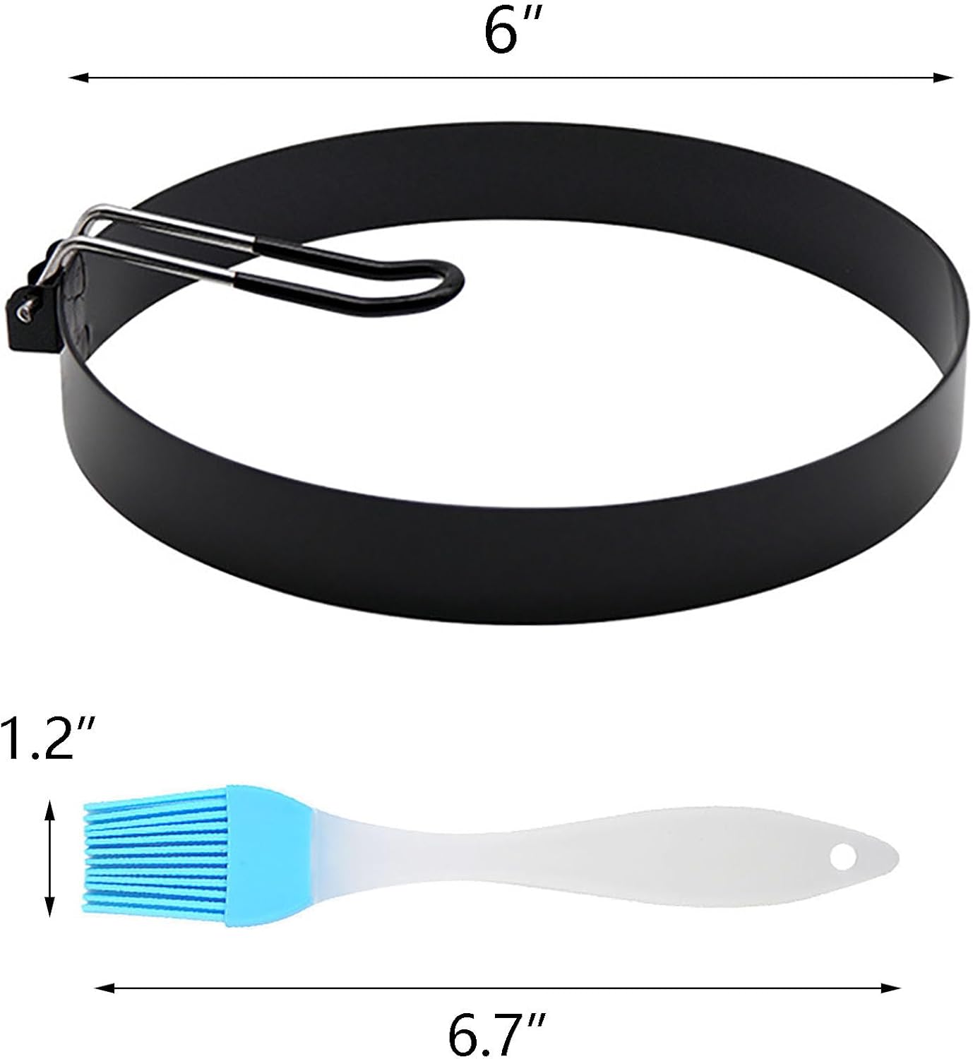 Paquete de 2 anillos para panqueques de 6 pulgadas para huevos de tortilla para freír huevos, antiadherentes, anillos redondos de acero inoxidable