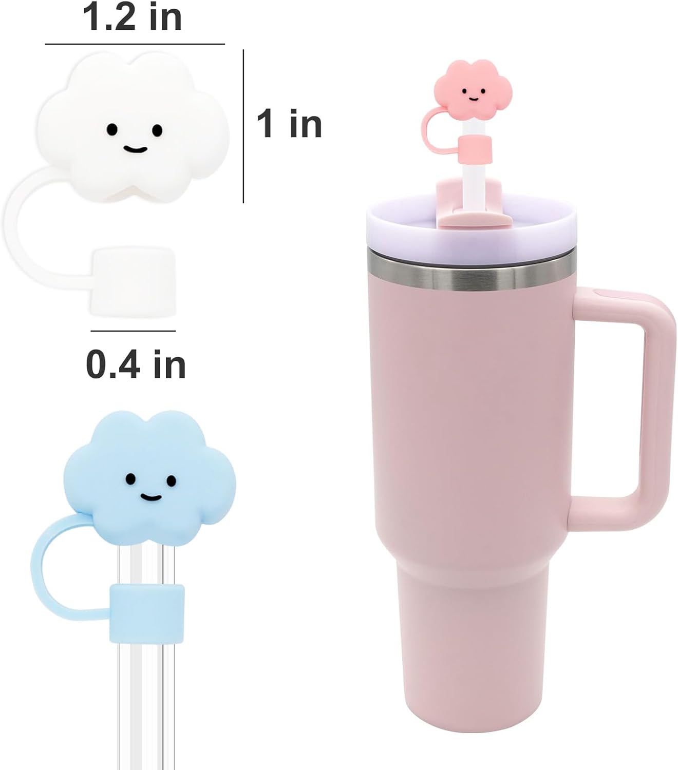 Fundas de popote de silicona para vasos Stanley, accesorios de tapa lindos compatibles con vasos de 30 y 40 onzas