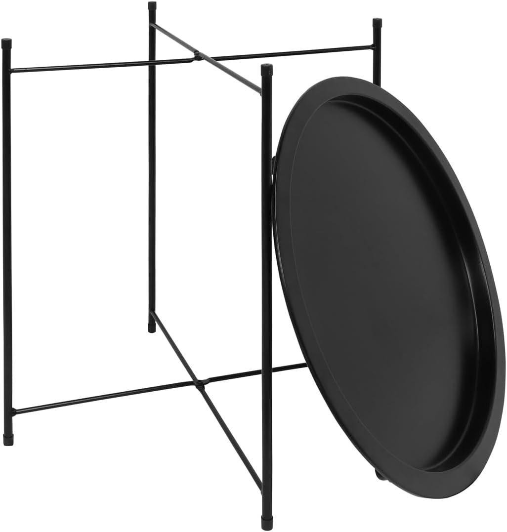 LZMS Gladom Bandeja de hierro  Moderna mesa redonda plegable minimalista  Sofá de noche interior, mesa baja, mesa auxiliar  Mesa plegable de jardín