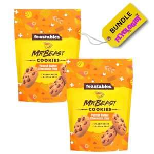 Feastables Mr. Beast Galletas de mantequilla de maní Chocoloate Chip paquete de 2 paquetes de 6 onzas Feastables Mr. Beast Galletas de mantequilla de maní Chocoloate Chip paquete de 2 paquetes de 6 onzas