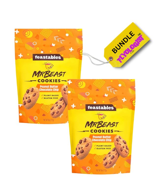 Feastables Mr. Beast Galletas de mantequilla de maní Chocoloate Chip paquete de 2 paquetes de 6 onzas