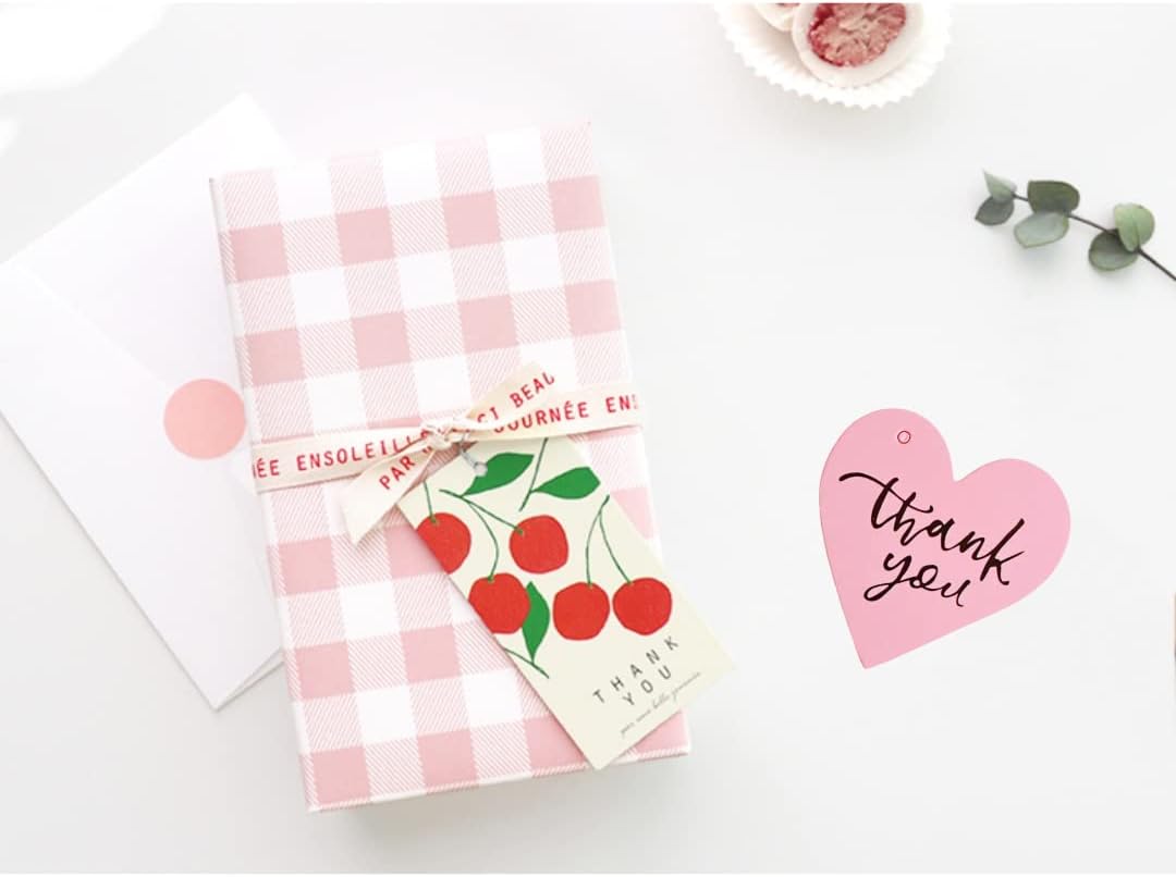 Etiqueta de regalo de agradecimiento con corazón rosa (50 unidades), ideal para recuerdos de boda, baby shower, despedida de soltera, fiesta,