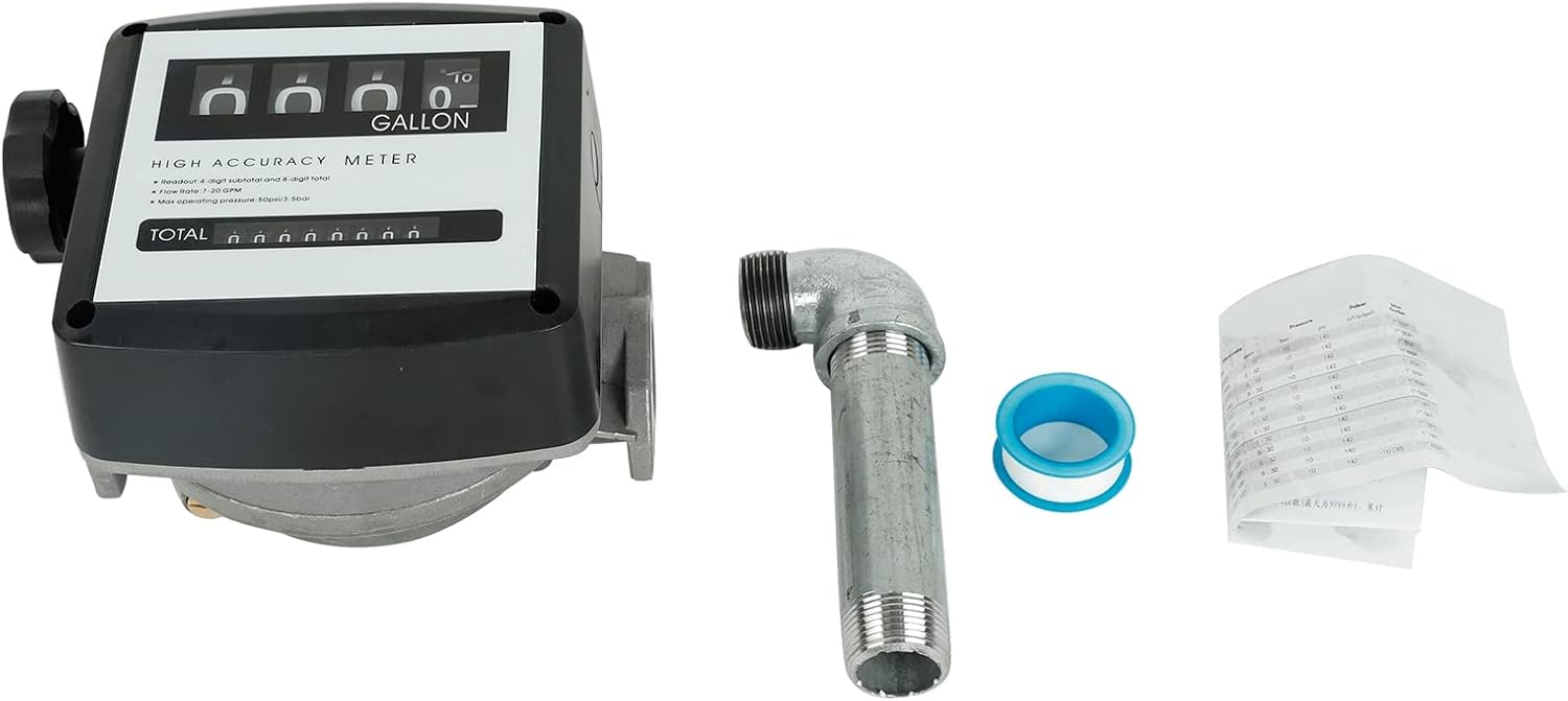 SUPERFASTRACING Bomba de transferencia de combustible de 20GPM 12V Gasolina CC (boquilla manual, manguera de descarga, medidor mecánico de galones,