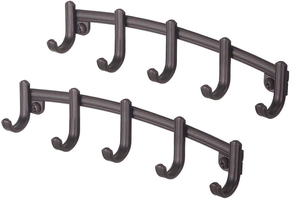 mDesign Hyde Collection – Soporte moderno de acero para llaves de pared, 5 ganchos de metal para colgar correa de perro, llaves de automóvil y