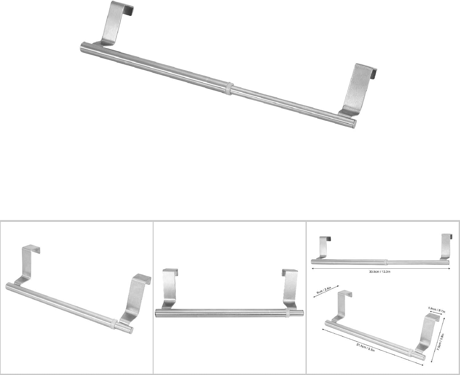 Combort – Toallero retráctil de acero inoxidable para baño, doble y individual, para dormitorio, baño, cocina, sala de estar (para paneles de puerta