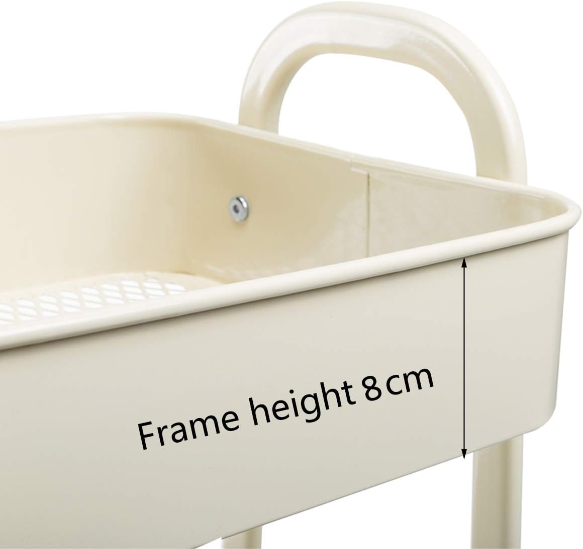AGTEK Carrito de maquillaje, Carrito organizador móvil rodante,Carrito utilitario de metal de 3 niveles, Beige