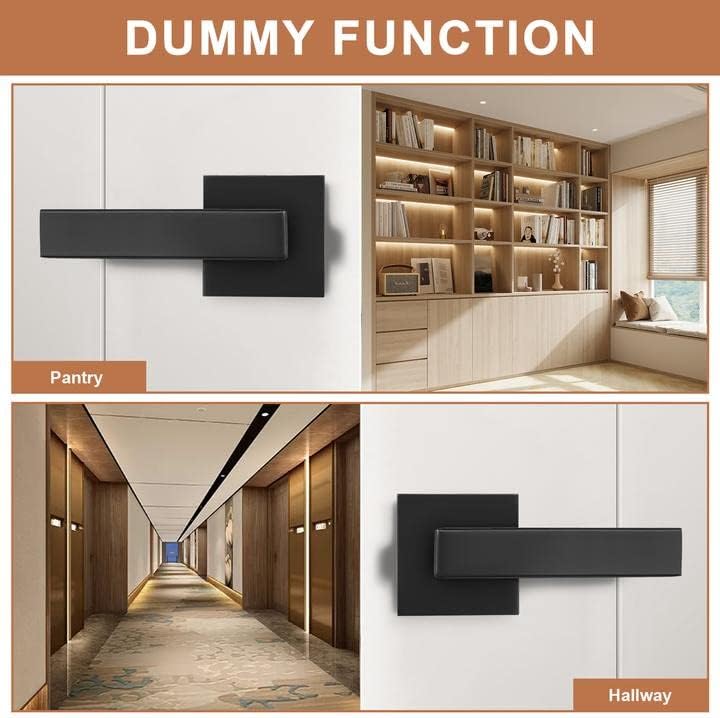 Probrico Paquete de 4 manijas cuadradas falsas para puerta interior que no giran, manijas de puerta de armario de un solo lado, color negro mate