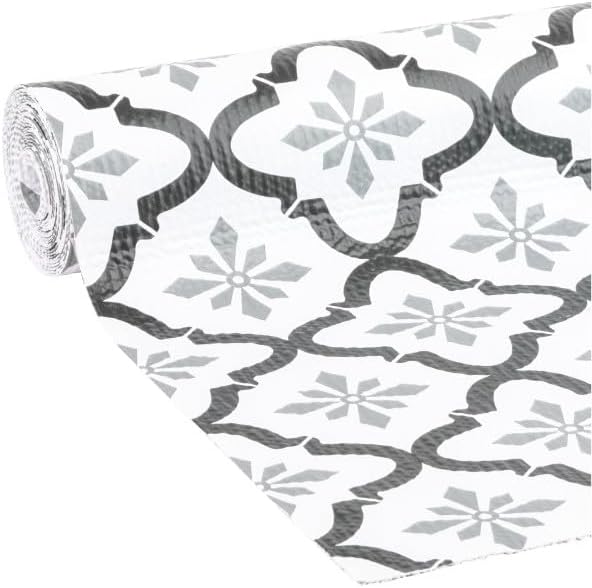 Duck Brand EasyLiner – Forro suave para estantes superiores, no adhesivo, para armarios, cajones, despensa, baño, cocina, cuadrilátula gris, rollo