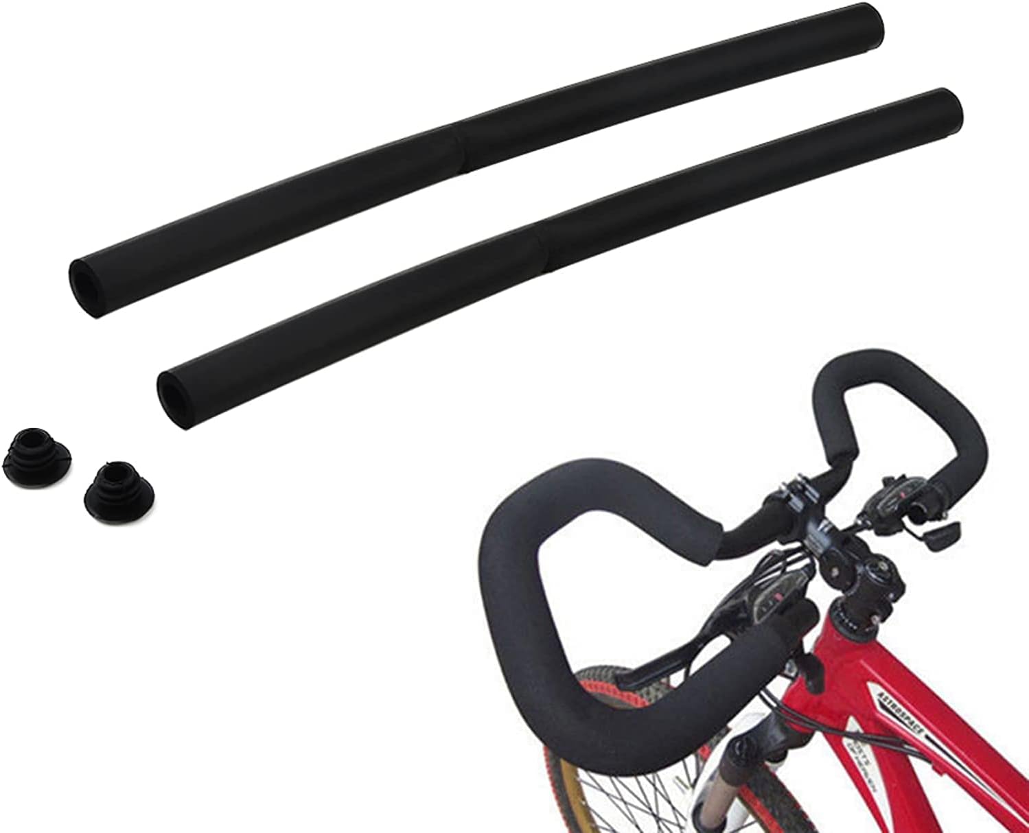 Xafissy – Empuñaduras de espuma para bicicleta, 1 par de empuñaduras de manillar de bicicleta color negro, cubierta flexible para manubrio de