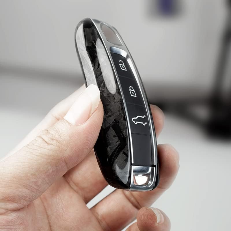 Funda para llavero de fibra de carbono pura 100% real para Porsche Panamera 2017+ Cayenne 2018+ y 911 Carrera 2020+ 718 Macan