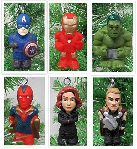 Super Hero Avengers – Juego de adornos aleatorios de 68 piezas con Hulk, Capitán América, Iron Man (diseño único inastillable)