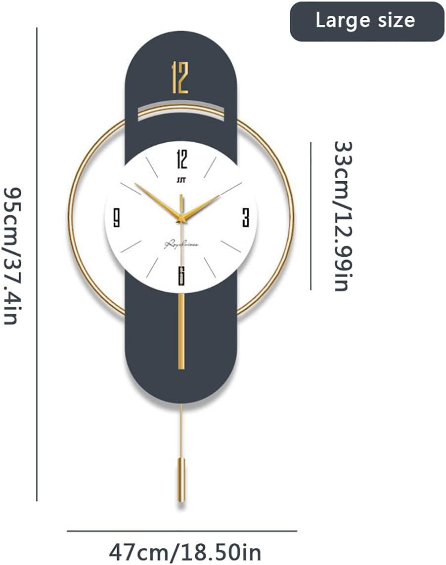 FLOERROYALE Reloj de pared grande para decoración de sala de estar, moderno reloj de pared silencioso de metal de madera, reloj de pared con
