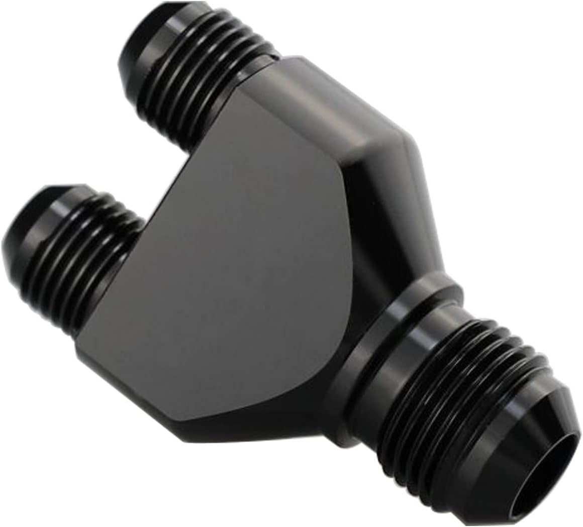 KRD PERFORMANCE Adaptador de bloque en Y de aluminio -8 AN macho giratorio a salida paralela dual 2 x -6 AN macho conector de manguera en T, divisor