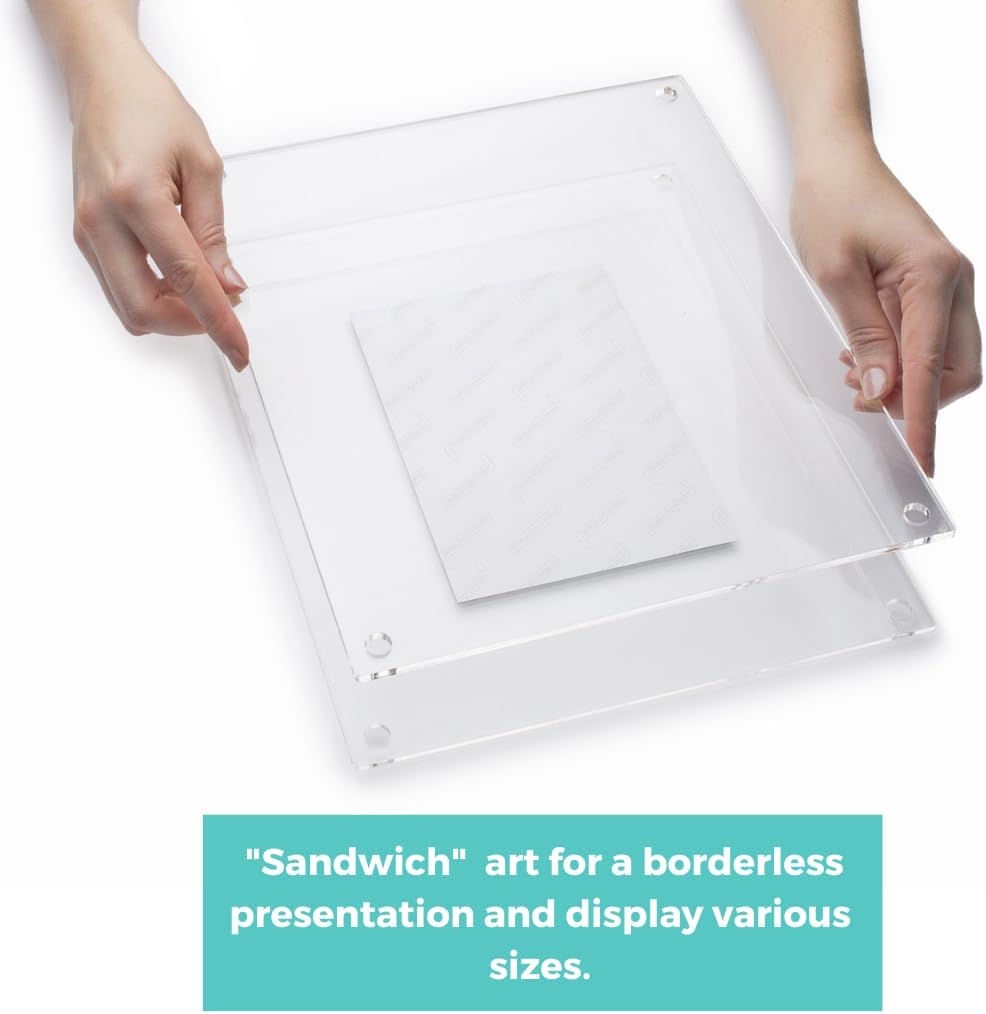 Wexel Art – Marco flotante de acrílico transparente con doble panel de 12 x 10″ para fotos de 5 x 7″