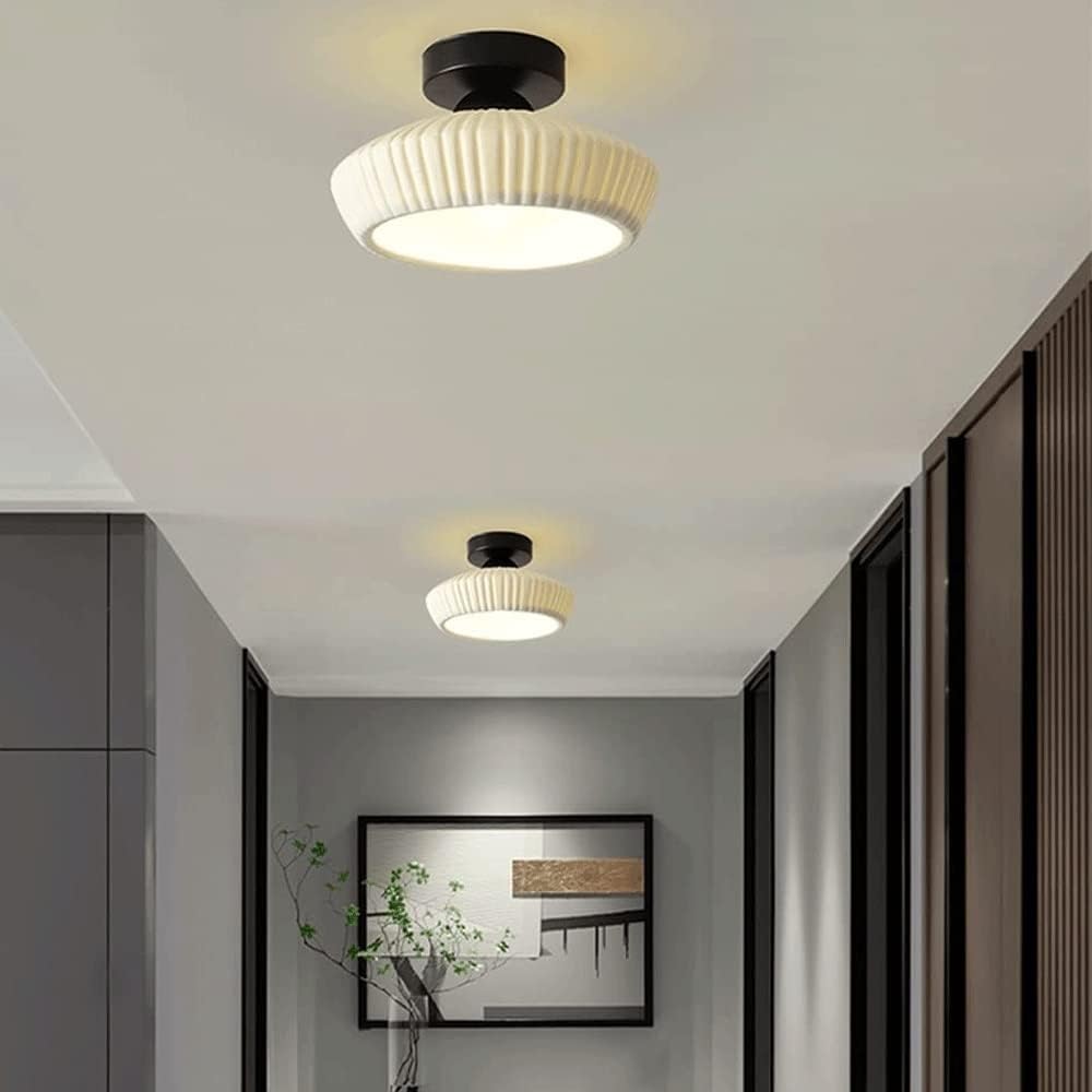 Lámpara de techo retro de estilo rústico con pantalla de cerámica, iluminación moderna cerca del techo para dormitorio, cocina, porche, pasillo,