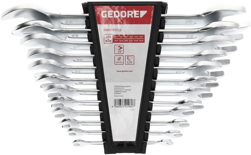 GEDORE -R05105012 ROJO Juego de llaves abiertas tamaño6-1.260 in 12pcs