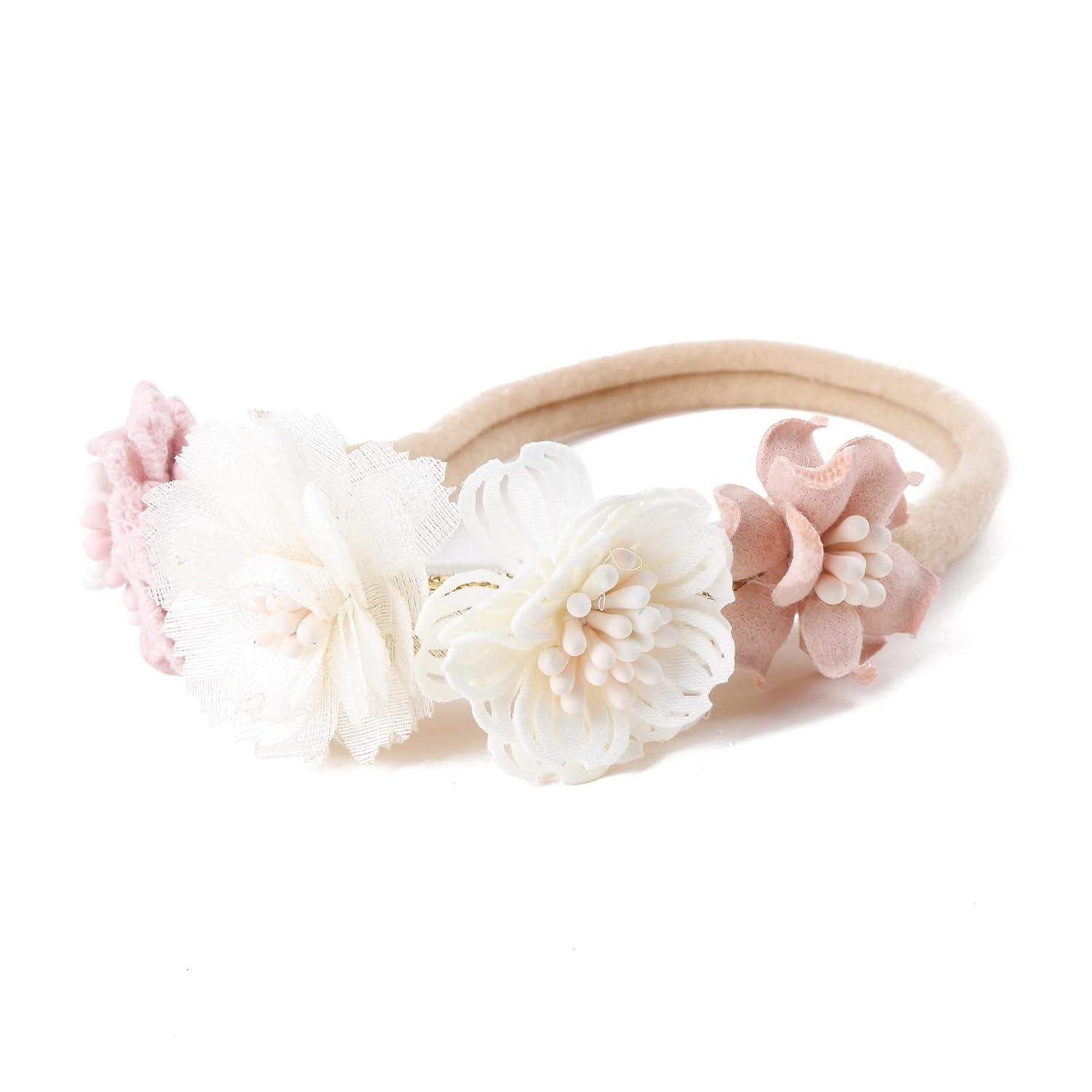 Diademas elásticas con flores para bebé niña, bandas suaves para el pelo para recién nacidas, 3 unidades
