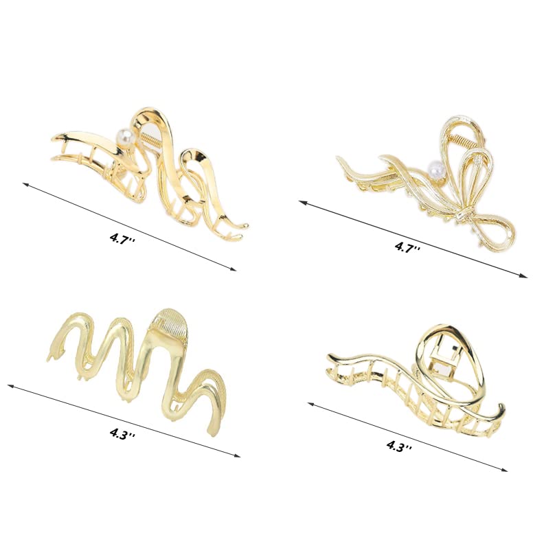 Pinzas para el cabello para mujer, paquete de 4 pinzas grandes de metal de 4 pulgadas, pinzas de pelo perfectas para mujeres y más delgadas, peinado