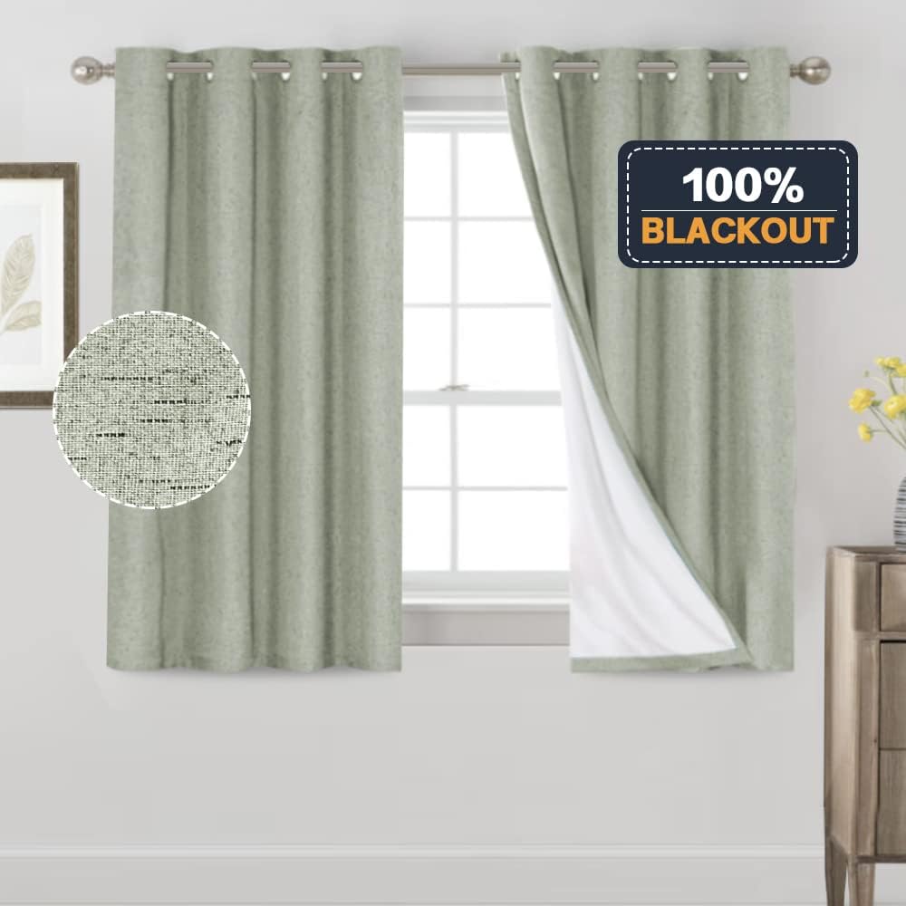 Primitive – Cortinas opacas 100% de lino texturizado natural para dormitorio, sala de estar, cortinas para ahorra energía, tela de arpillera con