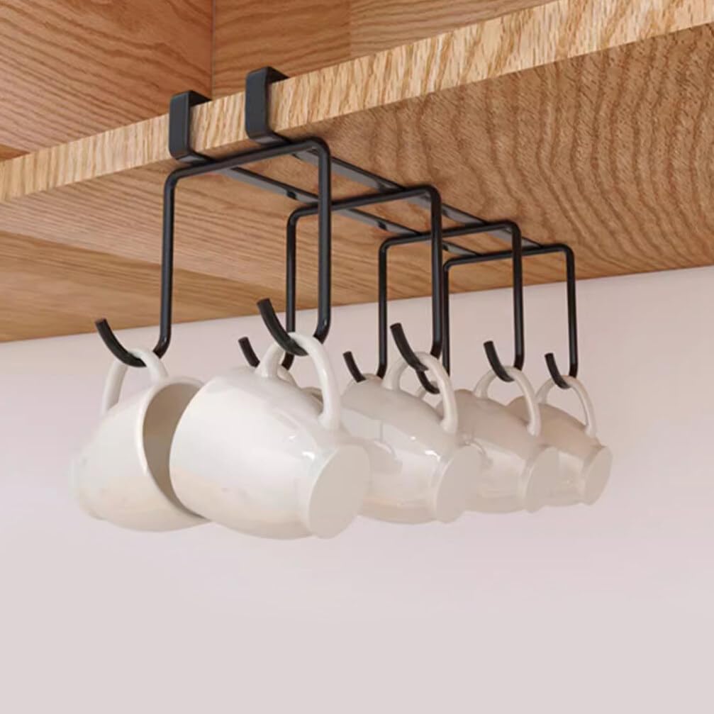 UPKOCH Soporte para tazas debajo del gabinete, estante para tazas, taza de café, té, debajo del armario, soporte para tazas