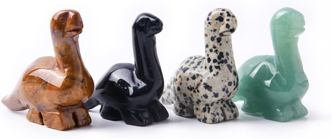 YGLINE Talla de dinosaurio de piedras preciosas pequeñas,Figura animal de cristal,Estatua de piedra curativa de Reiki