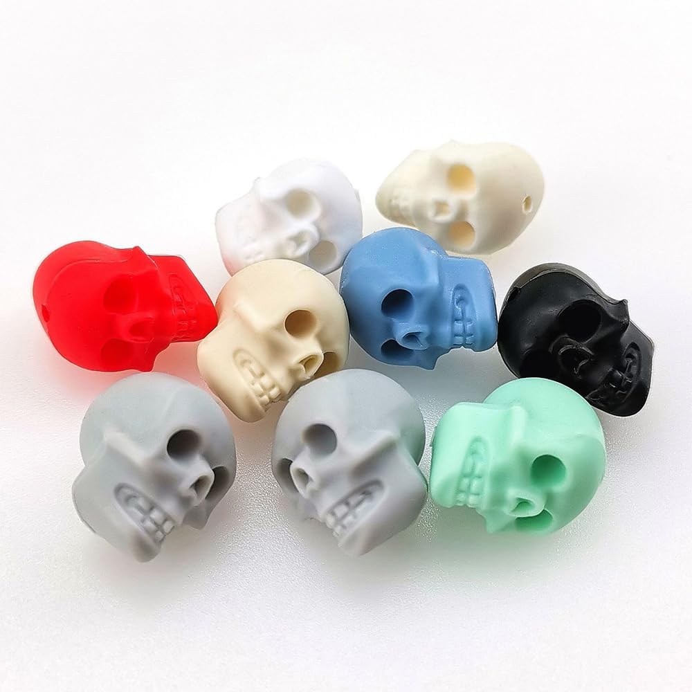 20 cuentas de calavera de silicona para Halloween, cuentas espaciadoras de calavera para hacer joyas, pulseras, collares, manualidades