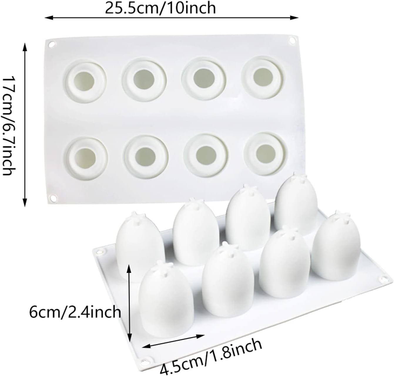 FVVMEED Moldes de silicona para huevos de Pascua con 8 cavidades, molde de mousse para tartas, molde antiadherente 3D para hornear, postre, pastel