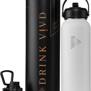 Botella de agua deportiva de acero inoxidable – 40 onzas, 2 tapas (tapa con pajilla), botella de agua aislada al vacío con 2 tapas (tapa con Botella de agua deportiva de acero inoxidable – 40 onzas, 2 tapas (tapa con pajilla), botella de agua aislada al vacío con 2 tapas (tapa con