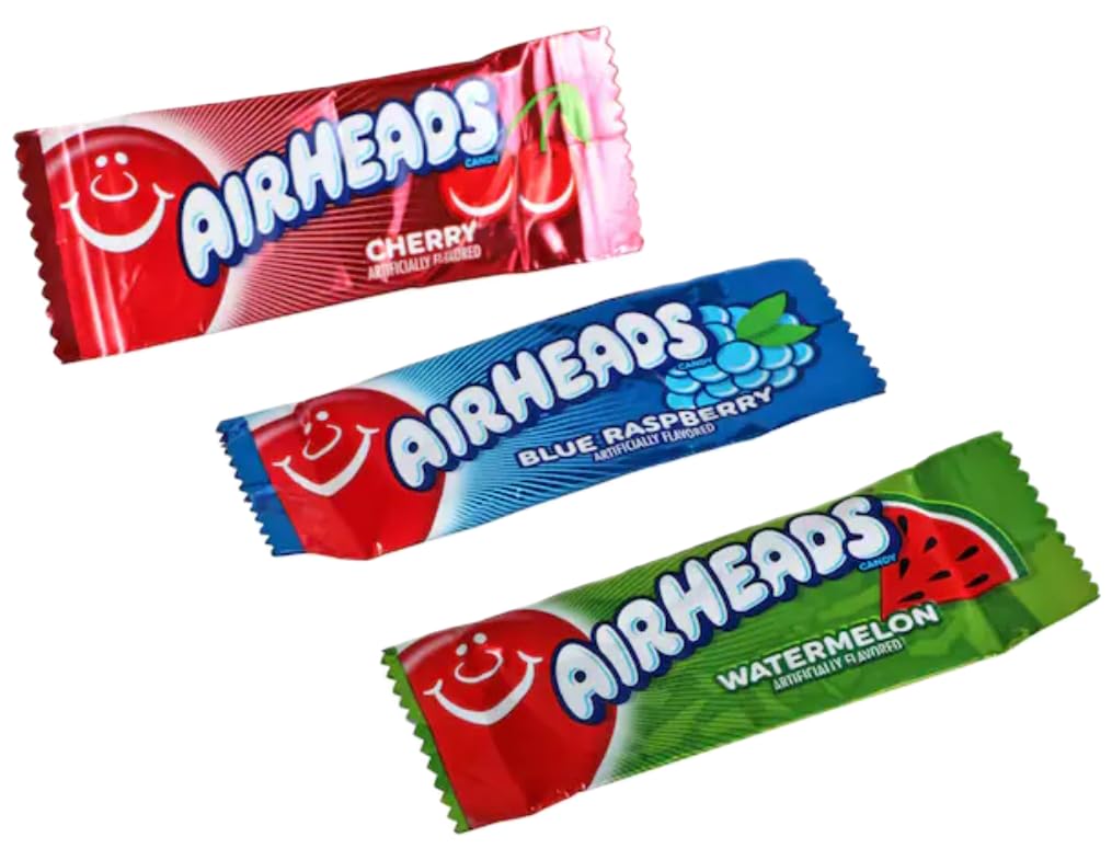 Airheads Mini barras de caramelo  Sabores surtidos, caramelo de fruta masticable  Envueltas individualmente (2 bolsas cada 3.62 onzas)  Joy Bringers