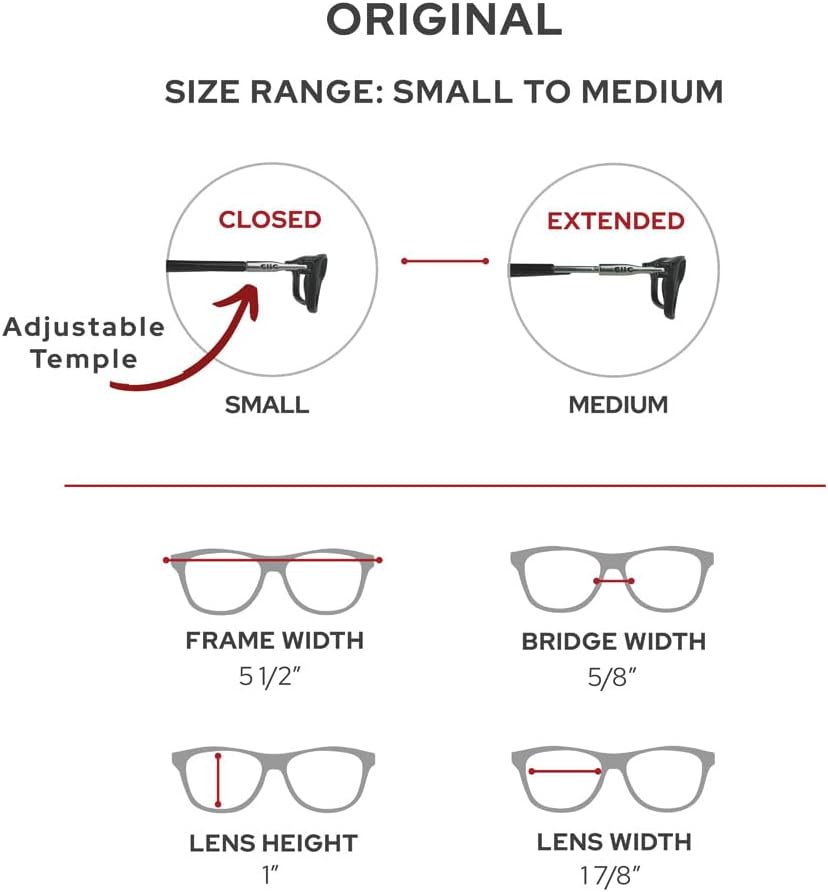 Clic Lentes de lectura magnéticos con bloqueo de luz azul, lectores de computadora con patillas ajustables, originales (tamaño pequeño-mediano)