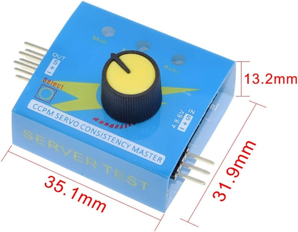 1 Unidades RC Servo Motor Probador Controlador Kit +180 grados 0.32 oz Servo con 6V Soporte de Batería para Robótica RC Coches Helicópteros Aviones