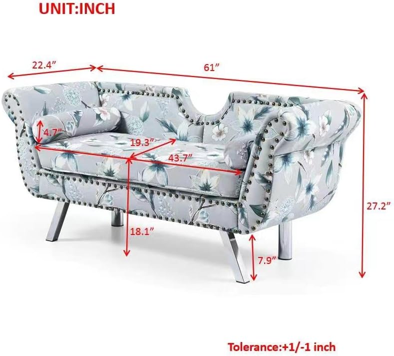 Holaki Sofá biplaza de terciopelo de 61 pulgadas, sofá Chesterfield tapizado con 2 almohadas redondas, sofá biplaza moderno de mediados de siglo con