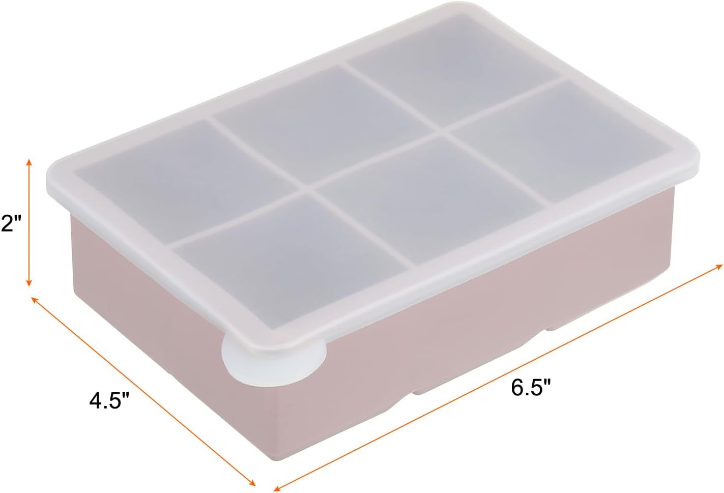 MECCANIXITY Molde para cubitos de hielo, bandeja de silicona para cubitos de hielo de 6 x 2 pulgadas con tapa para cóctel, jugo, bebida casera (rosa)
